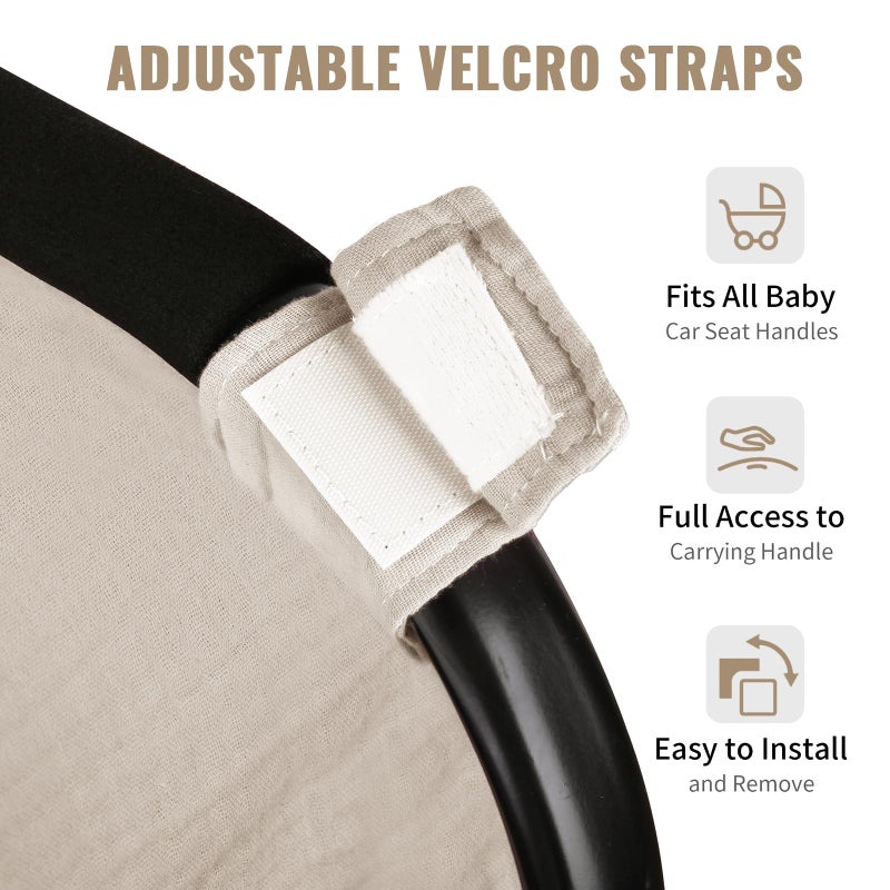 Metplus Muslin Car Seat Cover for Babies - Carseat Stroller Cover Infant Stroller Covers for Boys and Girls, Breathable & Lightweight, Fits Most Strollers & Baby Car Seats - Image 3